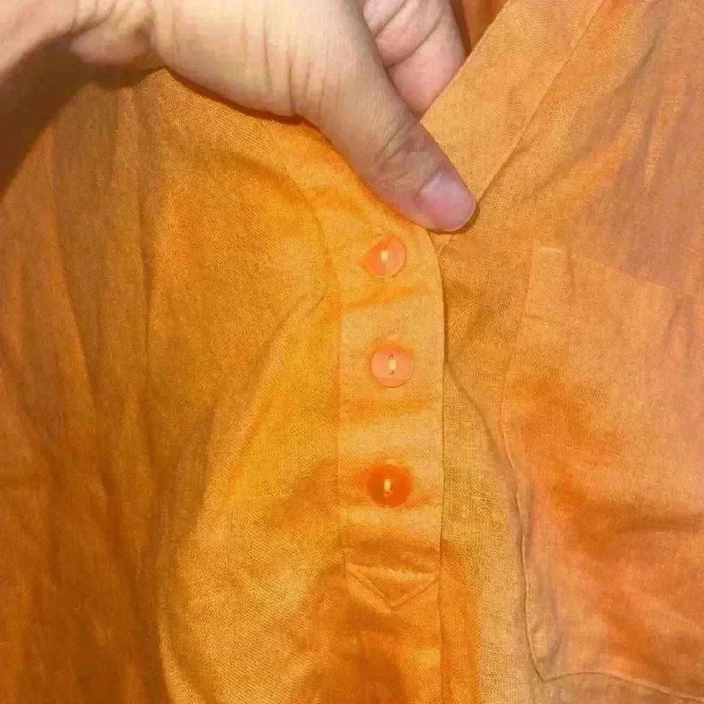 Martha Stewart collection 100% Linen orange 🍊 long sleeve dress NWOT size L - Picture 4 of 10